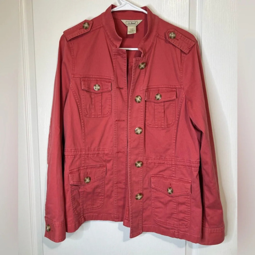 L.L. Bean utility safari style button up coral Utility Jacket size S